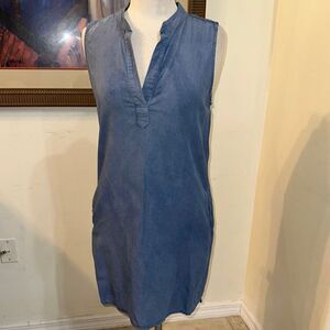 Bella Dahl Chambray Linen Blend Sleeveless Dress Size Medium